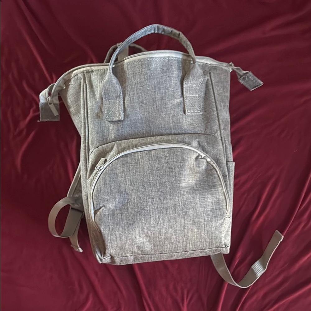 Gray Diaper Bag with Front Pocket